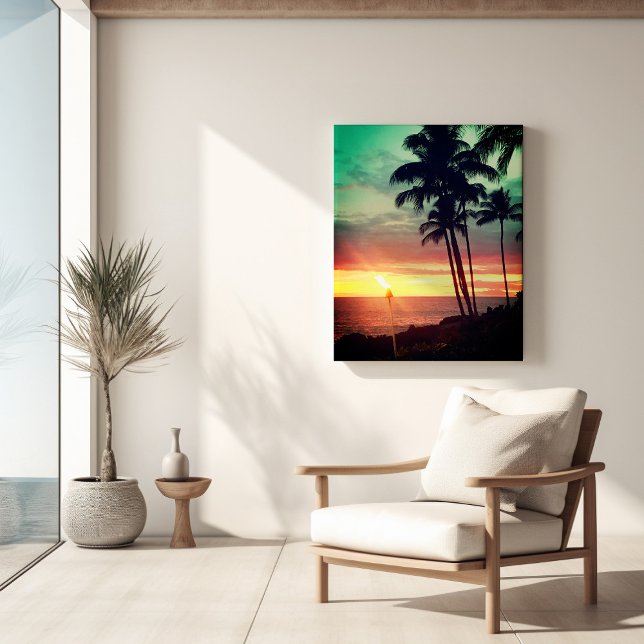 Belle toile d'étirement du coucher de soleil hawaï (Créateur téléchargé)