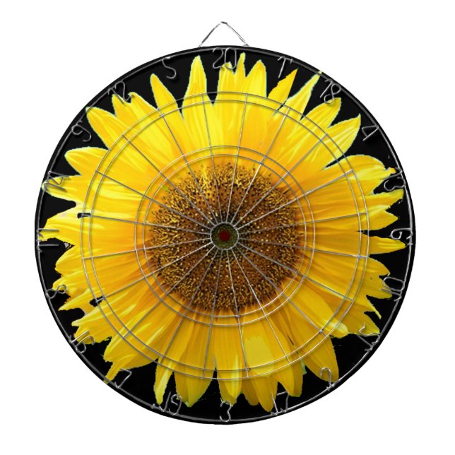 Belle tournesol sur Cible de flechettes noire (Devant)
