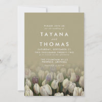 Belle tulipe blanche peignant Faire-part de mariag