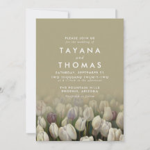 Belle tulipe blanche peignant Faire-part de mariag