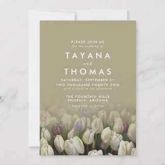 Belle tulipe blanche peignant Faire-part de mariag