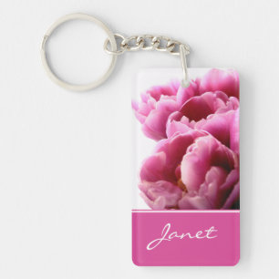 Belle Tulipe rose Porte - clé personnalisé