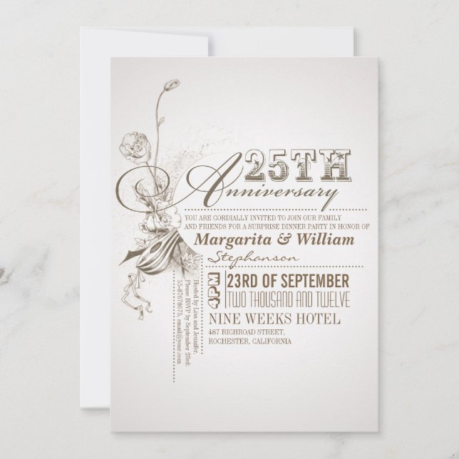 belle typographie invitations 25e anniversaire (Devant)