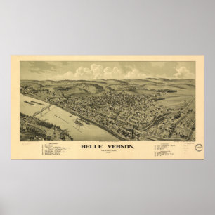 Belle Vernon Pennsylvania 1902 Antique Panorama Poster