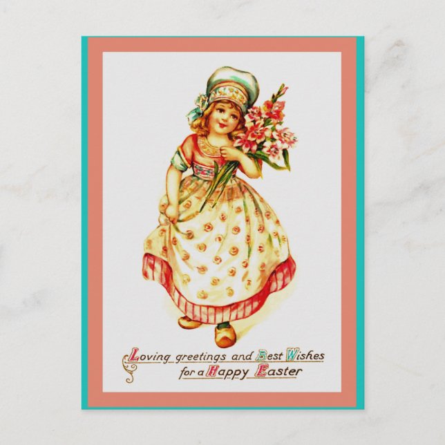 Belle vieille image européenne de Pâques sur carte (Devant)