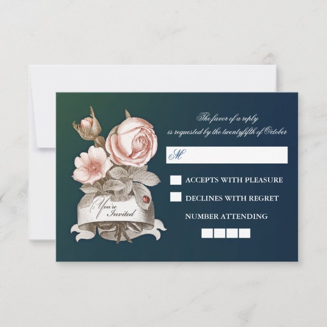 belle vintage carte RSVP (Devant)