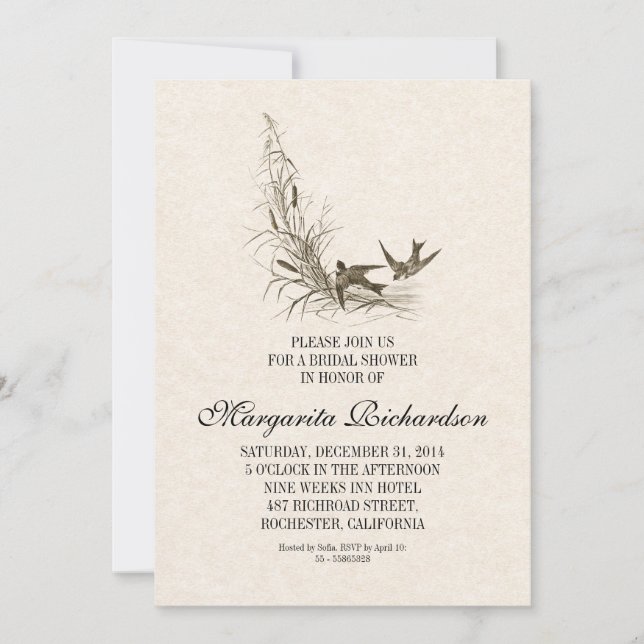 belle vintage élégante douche nuptiale invitations (Devant)