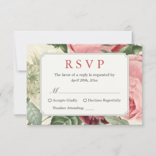 Belle Vintage Florale Mariage RSVP Réponse