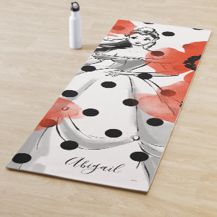 Belle With Poppies and Polka Dots - Add Your Name Yoga Mat