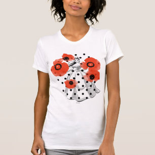Belle With Poppies and Polka Dots T-Shirt