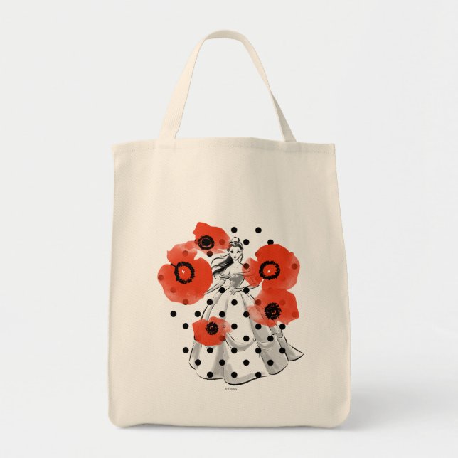 Belle With Poppies and Polka Dots Tote Bag (Front)
