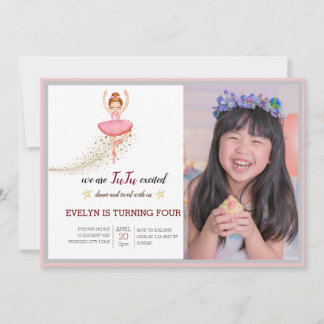 Bellerina Dancer | Pink Floral Ballet Birthday Invitation