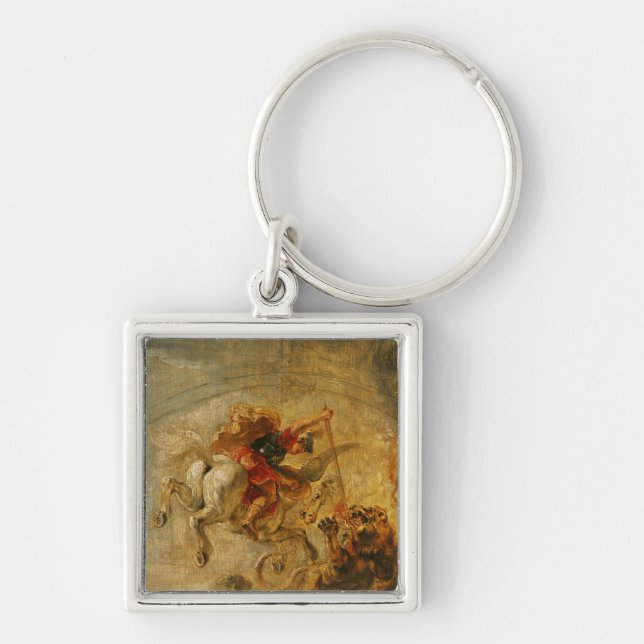 Bellerophon Riding Pegasus Fighting the Chimaera Keychain (Front)