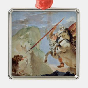 Bellerophon, riding Pegasus, slaying the Chimaera, Metal Ornament