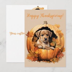 Belles Cartes Bon thanksgiving Puppy Watercolor