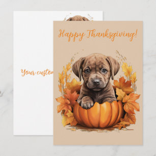 Belles Cartes Bon thanksgiving Puppy Watercolor
