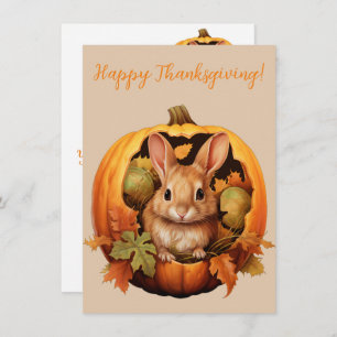 Belles cartes d'aquarelle Bunny Bon thanksgiving