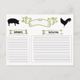 Belles cartes de recettes de style vintage avec an