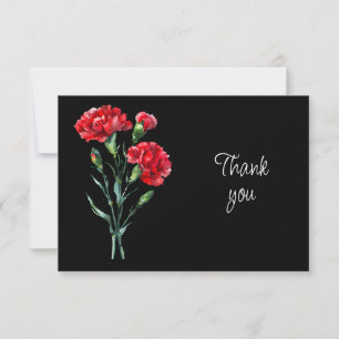 Belles cartes de remerciement fleurs d'œillets rou