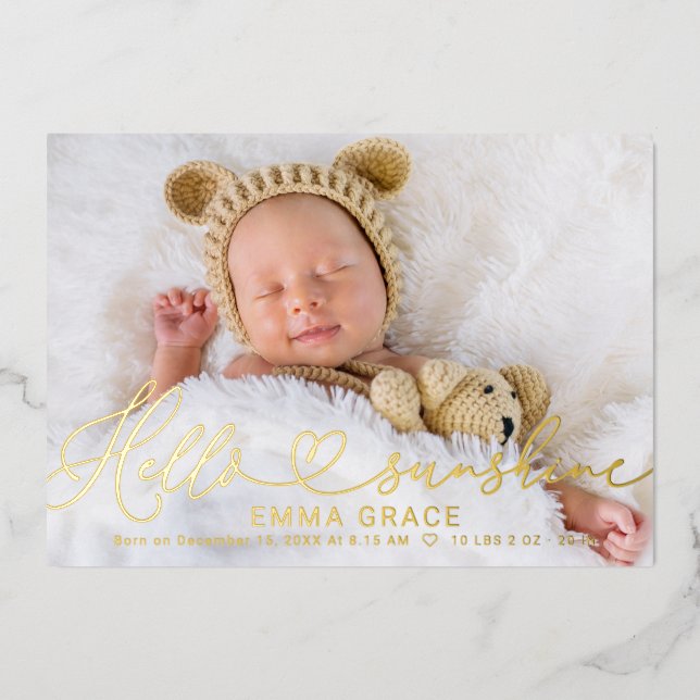 Belles Cartes Faire-part de naissance Photo Script (Recto)