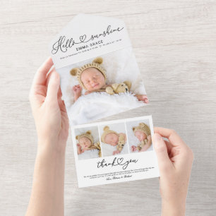 Belles Cartes Faire-part de naissance Photo Script