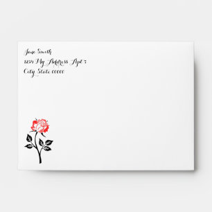 Belles enveloppes blanches de rose rouge