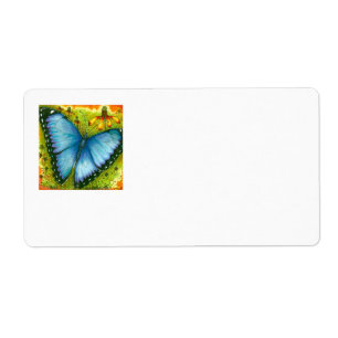 Belles étiquettes postales bleues de papillon de
