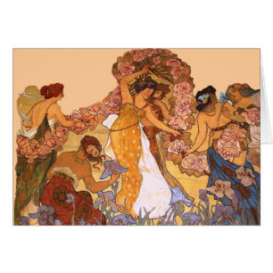 Belles femmes Art Nouveau avec Irises et Rose