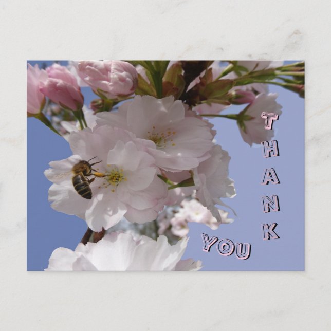 Belles Fleurs avec Carte de Remerciement d'Abeille (Devant)