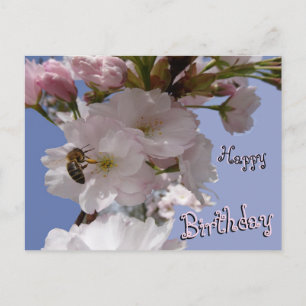 Belles fleurs & Bee Happy Anniversaire Carte posta