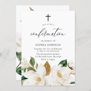 Belles fleurs blanches Confirmation Invitation
