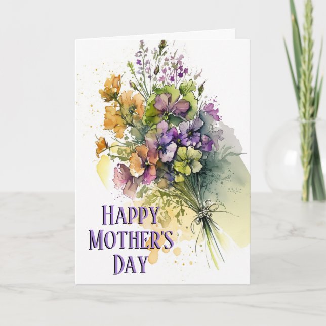 Belles Fleurs, Cadeau Parfait, Carte Fête des Mère (Devant)