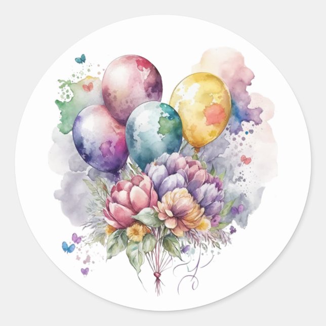 Belles Fleurs et Ballons Autocollants (Devant)