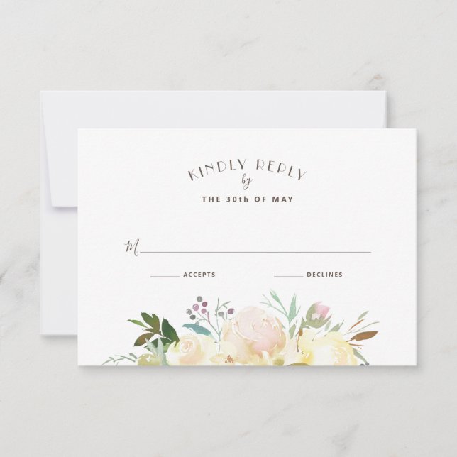 Belles fleurs | Mariage aquarelle RSVP (Devant)