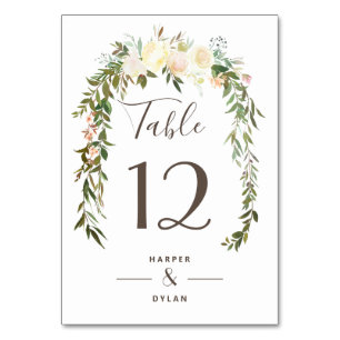 Belles fleurs   Numéro de table du Mariage aquarel