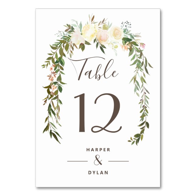 Belles fleurs | Numéro de table du Mariage aquarel (Par défaut)