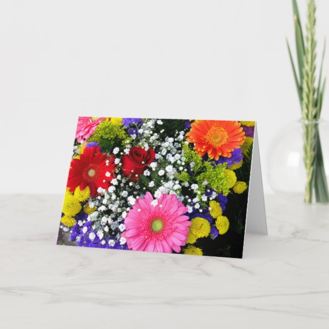 Belles fleurs pensant à vous carte de voeux (Devant)