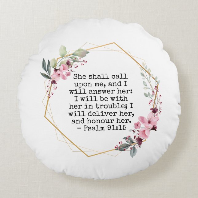 Belles Fleurs Psaume 91 Coussin ronde (Devant)