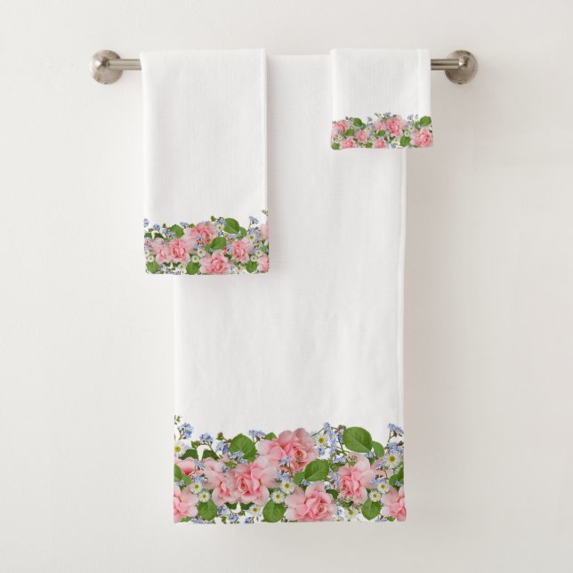 Belles fleurs roses sur blanc (En situation)