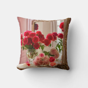 Belles fleurs rouges coussins avec miroir dans le