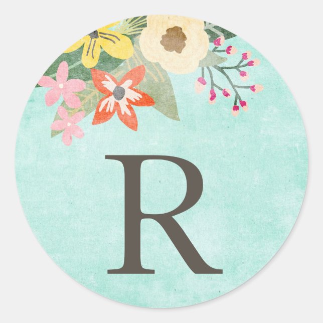 Belles fleurs Stickers Monogramme (Devant)