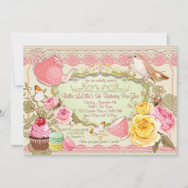 Belles invitations à la fête du thé (Devant)