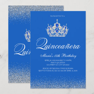 Belles invitations à la Quincennera Bleue et Argen