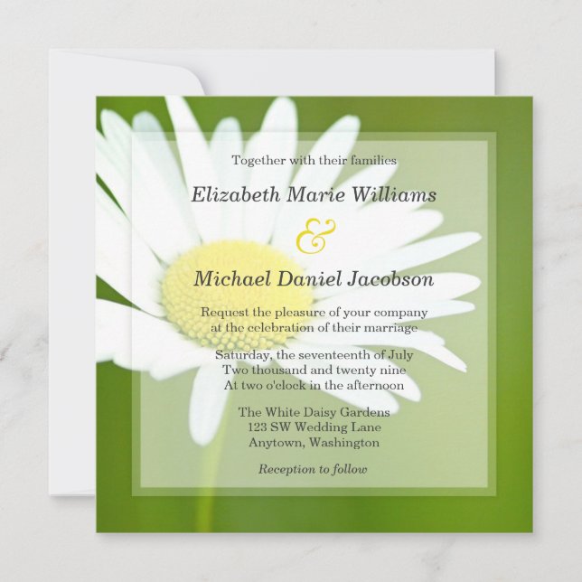 Belles invitations de mariage de marguerite (Devant)