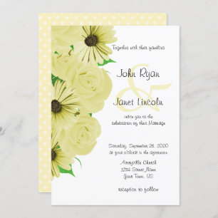 Belles invitations de mariage de rose jaune et de