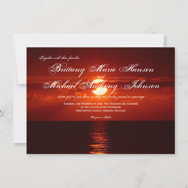 Belles invitations oranges rouges de mariage de (Devant)