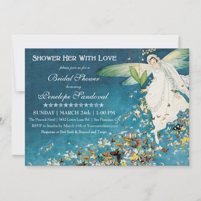 Belles invitations vintages de Fête de la mariée (Devant)