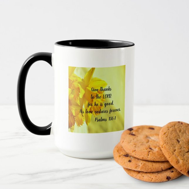 Belles jonquilles jaunes 15 oz de Mug Écriture (Créateur téléchargé)