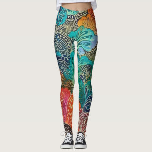 Belles Leggings d'Art Abstrait Traditionnel
