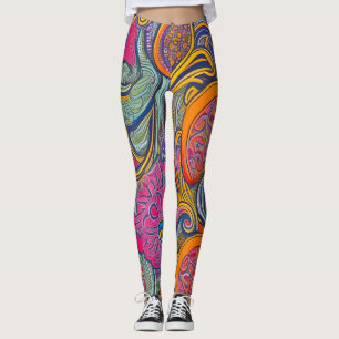 Belles Leggings d'Art Abstrait Traditionnel